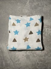 Aden  Anais Baby Blanket Star Triangle Turquoise Blue Brown Shapes White Muslin