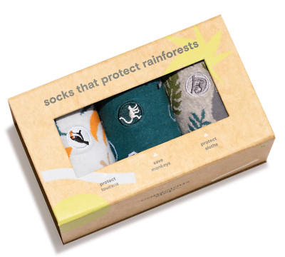 Kids Socks that Protect the Rainforest 3 pack box from Conscious Step