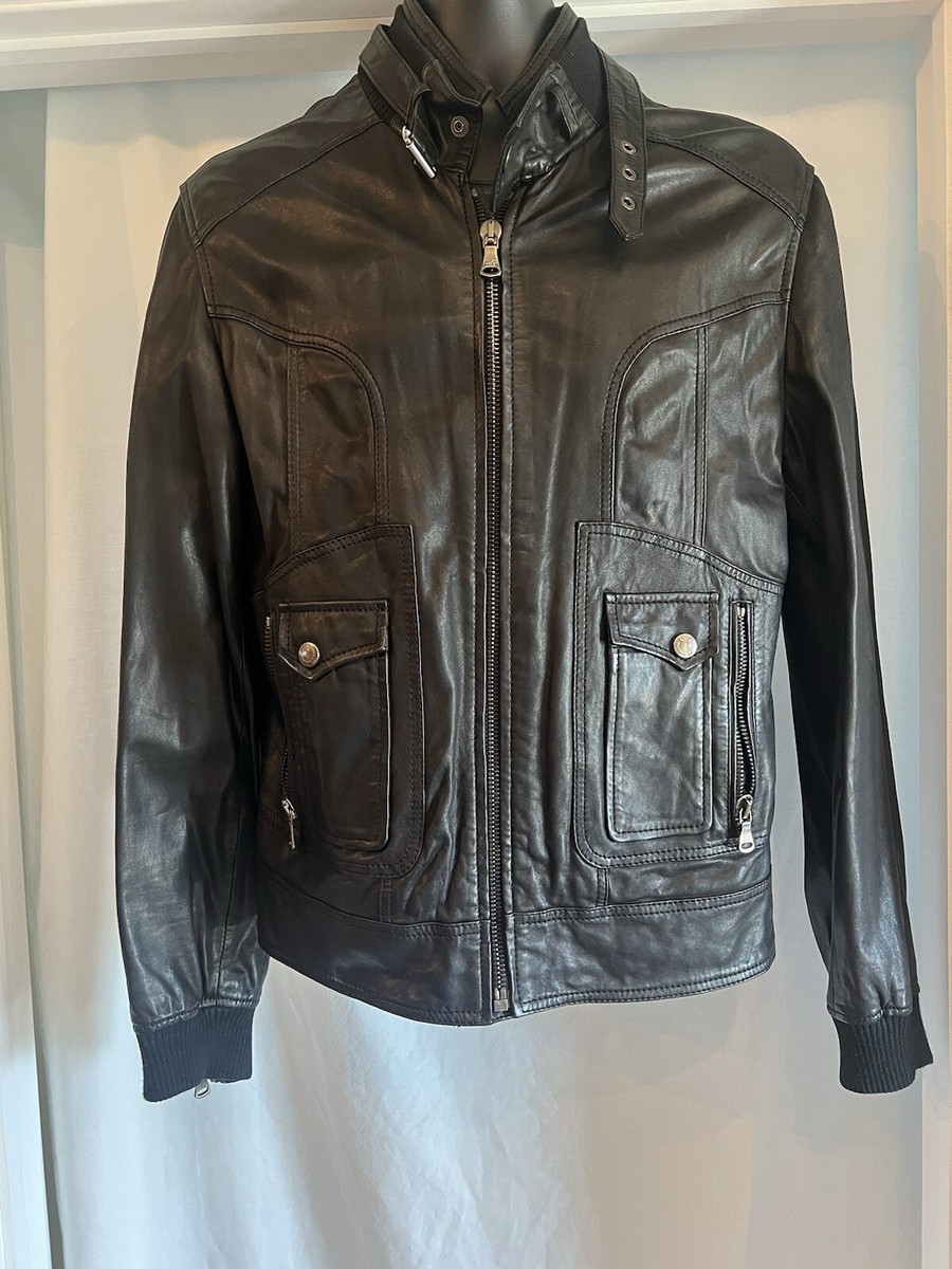 Authentic Dolce&Gabbana, D&G Black leather jacket mens Size 50 (40