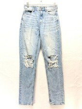 American Eagle Mom Jeans Women's Size 00 R - Light Wash High Rise 100 Cotton