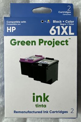 Green Project 61XL Black Tri-Color Ink Cartridge Set CR258BN CH563WN CH564WN