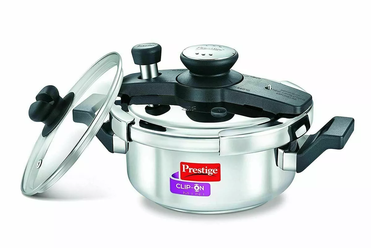 Prestige Lid 2 Litre Metallic Silver+Clip on Mini Pressure Cooker