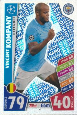 Match Attax Champions League 17/18 - 167 - Vincent Kompany (Defensive Dynamo)