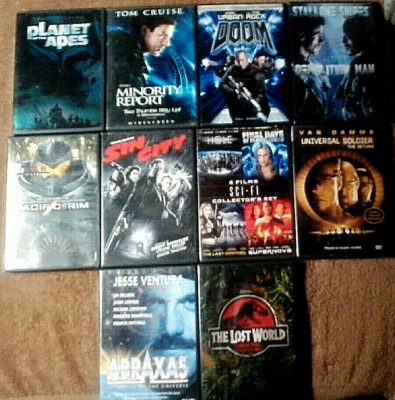 Lot of 10 SCI-FI THRILLER DVDs - Sin City  Planet of The Apes  Pacific Rim +