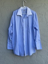 Eagle Shirtmakers Mens Dress Shirt Fit Non-iron White Blue 18 32/33 STAINS