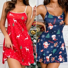 Womens Sexy Christmas Lingerie Babydoll Santa Lace Chemise Sleepwear Dress Xmas