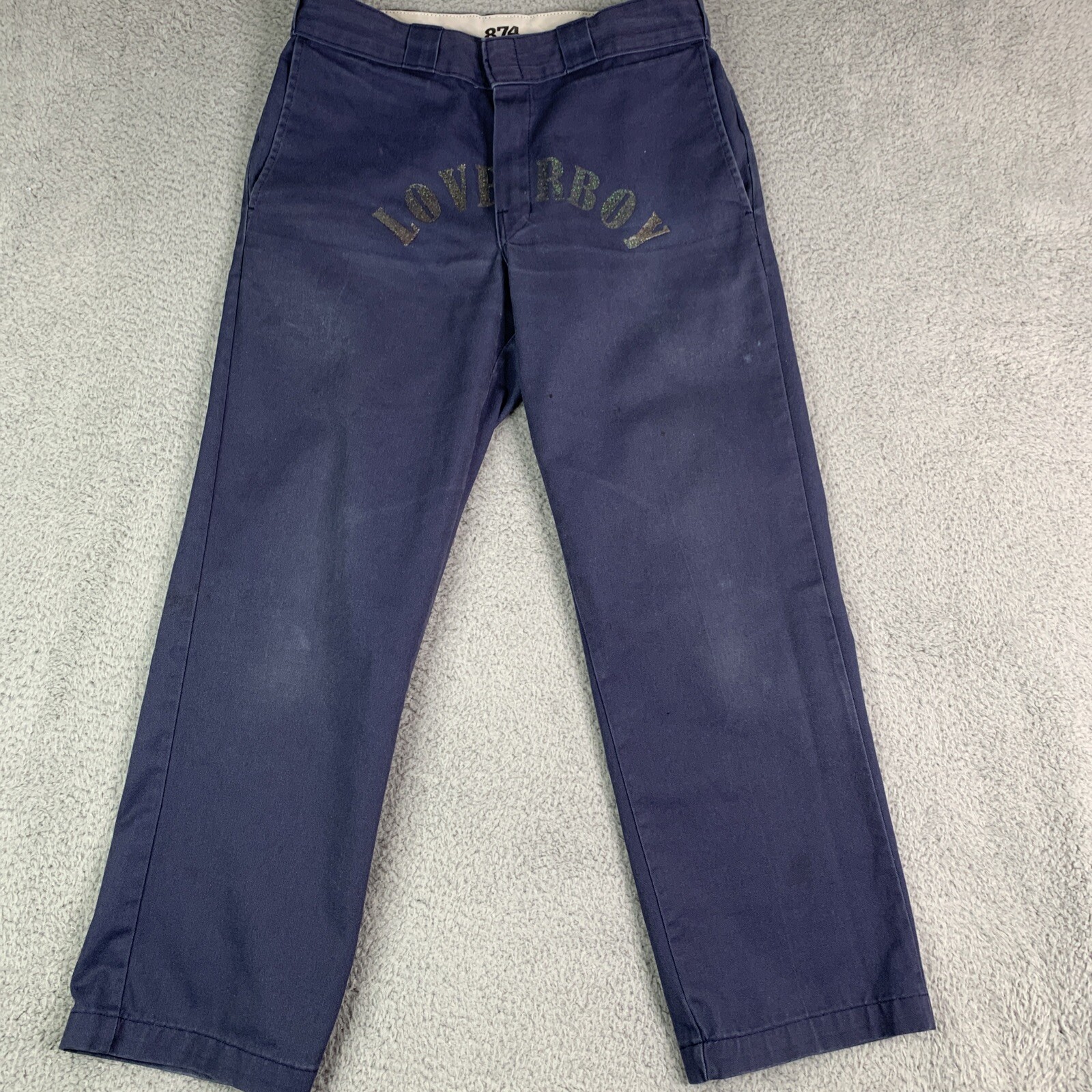 Dickies 874 Work Pants Mens Size 32  Loverboy On Front Blue Rare Print
