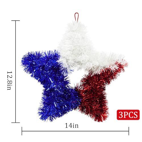 3 Pcs Patriotic Wreath, 4th of July Decorations for Front Door Red White and - Picture 4 of 6