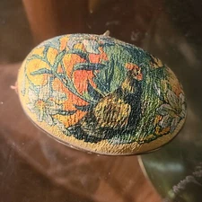 Antique German PAPER MACHE EGG 4" long Hand Painted,.Gorgeous Colors
