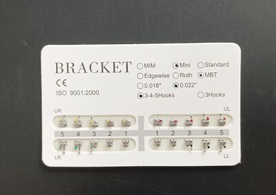 Lot De 50 Brackets Orthodontiques Métal Mini MBT 022 Slot Avec 345 Crochets - Pour Dentisterie, Neufs