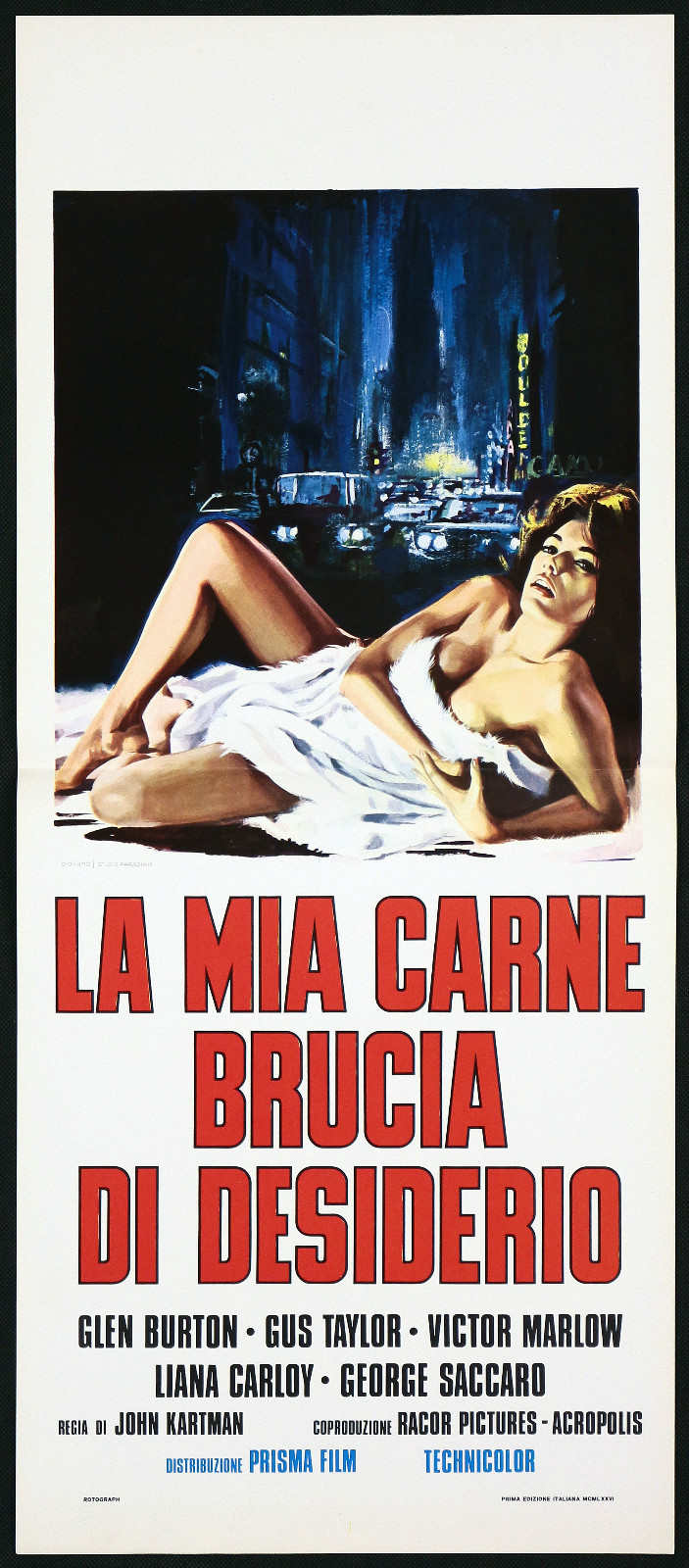 Locandina originale film LA MIA CARNE BRUCIA DI DESIDERIO (1976) - Regia di John Kartman