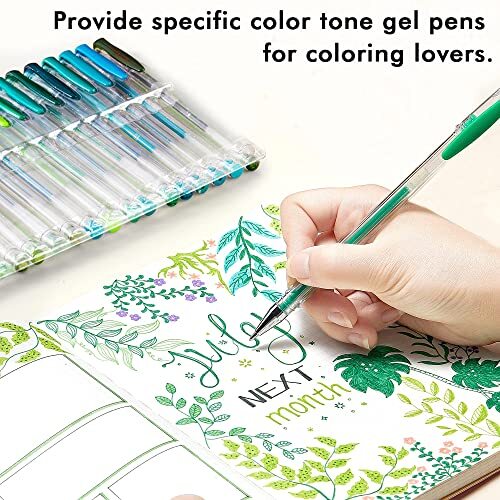 Gel Pens 30 Green Tone Gel Pens with 30 Refills for Adults 60 Pack Green Tone - Picture 5 of 8