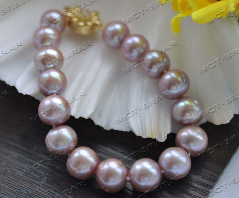 Z12112 8'' 13mm Lavender Round Edison Keshi Pearl Bracelet Z12112 8'' 13mm Lavender Round Edison Keshi Pearl Bracelet