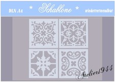 Schablone- 4er SET-Vintage-Shabby-A4-A3-Fliese-arabisch-Arabic 1-7010