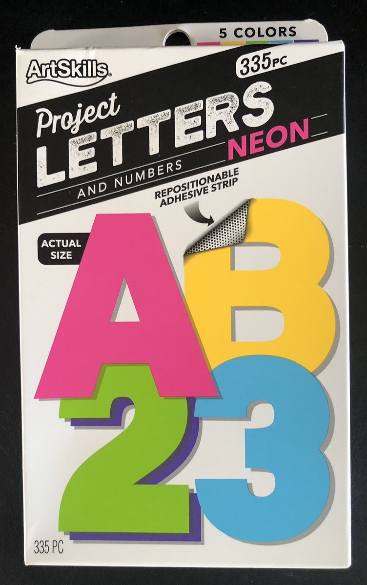 ArtSkills Project Letters and Numbers Neon 335 pc Repositionable