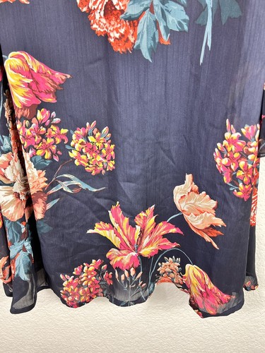Umgee USA Short Dress Plus SZ 2XL Navy Floral Boho Bell Sleeve Flowy Lined - Picture 8 of 13