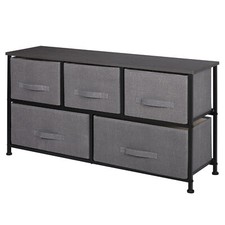 MDF Metal Frame Home Dresser Storage Tower Rack Organizer 5 Drawers 21.3"H, Gray