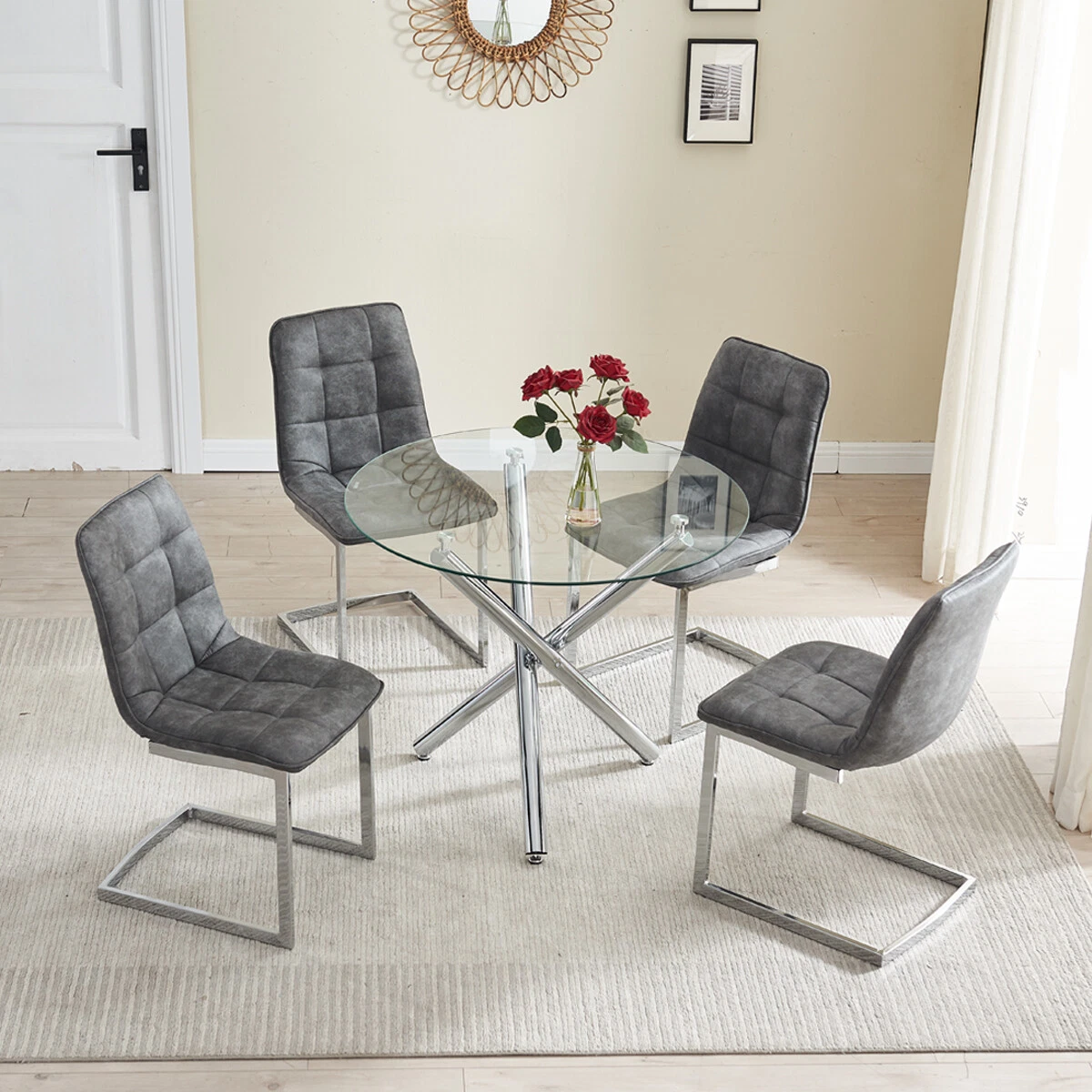 Dining Table Set Dining Room Set Round Glass Kitchen Table and