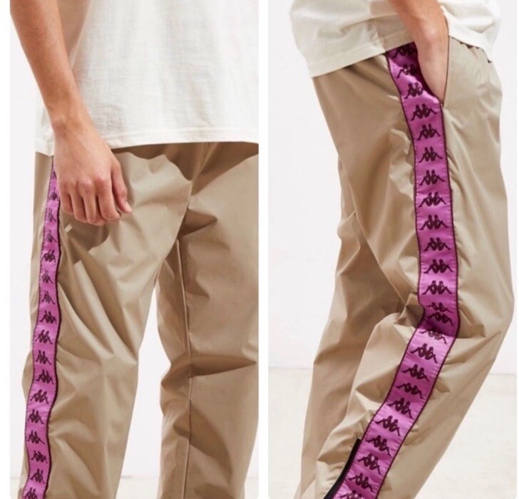 NEW Kappa Banda Logo Wind Pant Joggers Unisex Sz Small Urban Outfitter Zip Ankle