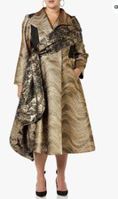Making The Cut Women's Standard Metallic Jaquard Coat & Scarf Sixe 2xl New