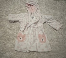 Just One You Carters Baby Girl Bathrobe Size 0-9 Months white pink
