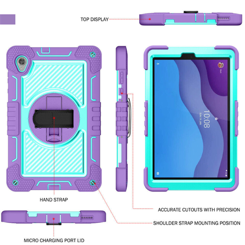 For Lenovo Tab M10 HD 2nd Gen Tablet Heavy Duty Stand Case Rotate Cover Strap - Picture 7 of 70