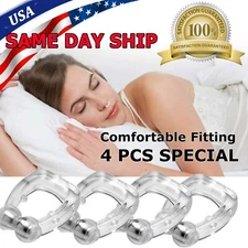 4x Silicone Magnetic Anti Snore Stop Snoring Nose Clip Sleeping Aid Apnea Guard