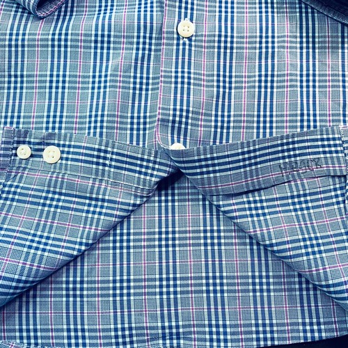 Peter Millar Button Up Shirt Men Large Blue Plaid Long Sleeve Casual Cotton - Picture 4 of 5