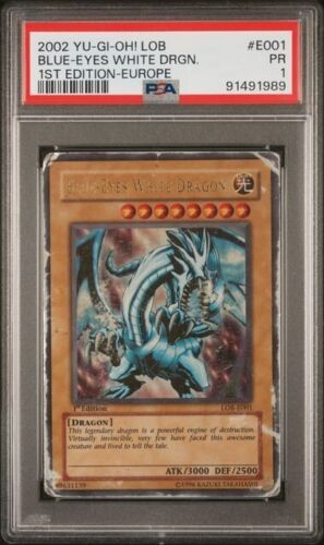 PSA 1 POOR Blue-eyes white Dragon LOB-E001 1st Edition Europe LOB-001 Yugioh
