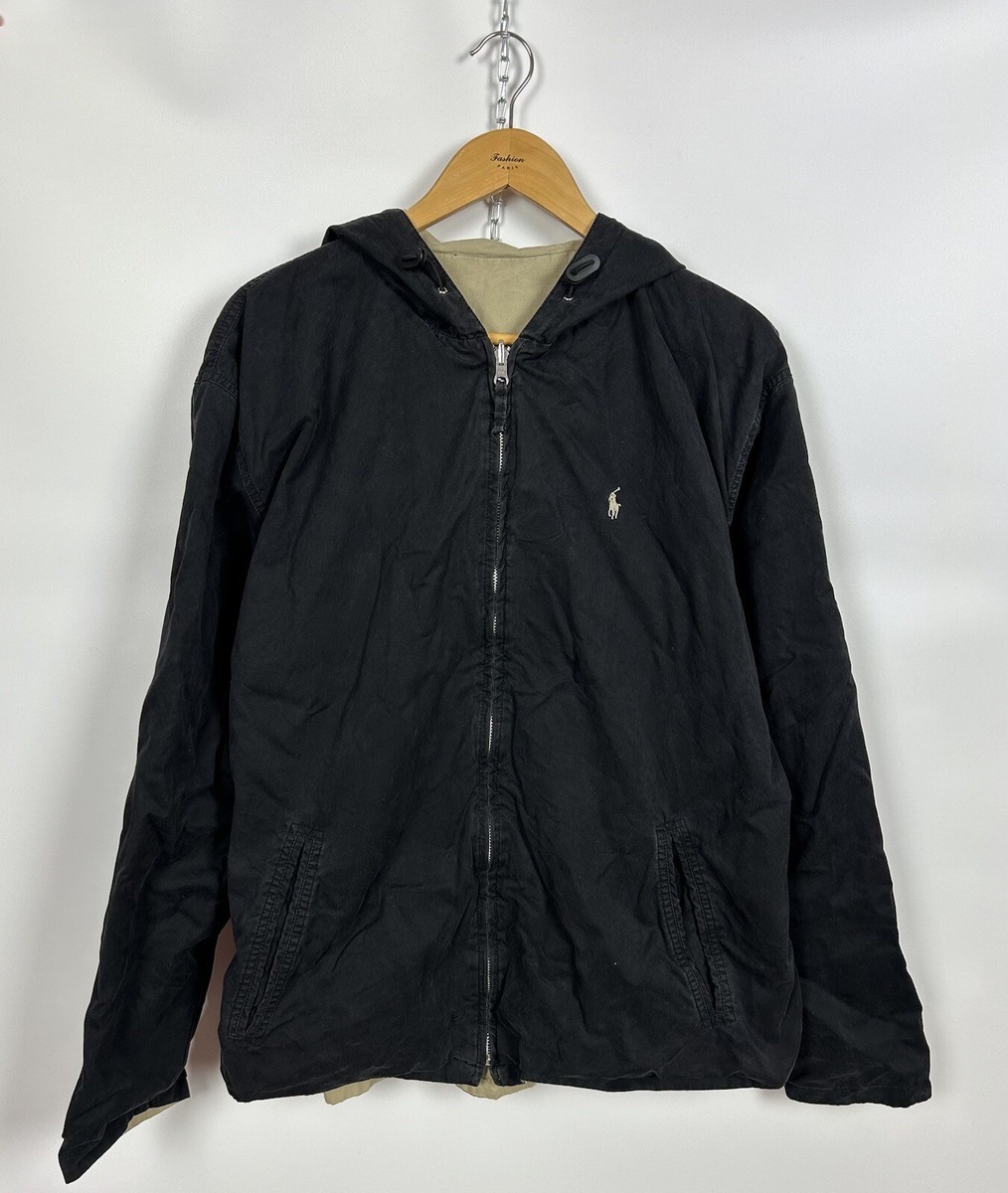 Polo Ralph Lauren Balck & Beige Pony Reversible Cotton Zip Jacket