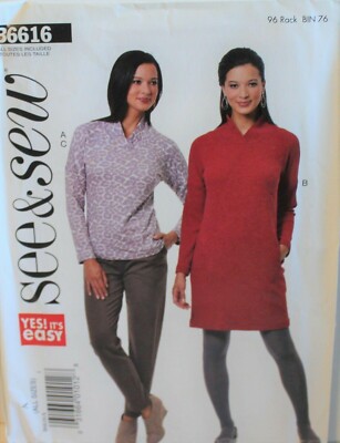 Butterick See and Sew Pattern 6616 Misses Top Dress Pants Size XS-XXL
