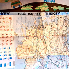 Turkey Transportation Tourist Travel Road Map Printed In English Vintage 1976