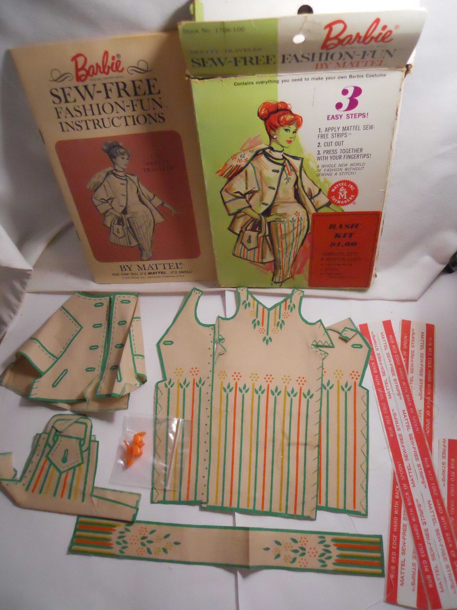 Barbie Sew Free PRETTY TRAVELER #1706 1965 Buttons Orange OT Shoes