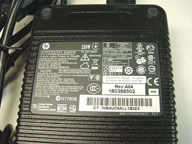 609946-001 608432-001 PA-1231-66HH, HSTNN-LA12 HSTNN-DA12 230W ADAPTADOR AC 19,5v Foto 3 de 3
