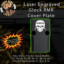 Marine's Skulls -  Laser Engraved RMR Cover Plate for Glock 19 17 23