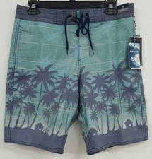 Roundtree Yorke Surf Shop Aqua Palm Striped Men's Swimwear NWT 49.50 Choose Sz