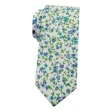 Men's Skinny Tie, Cotton Floral Ties for Men Wedding A Begie Blue Green Floral