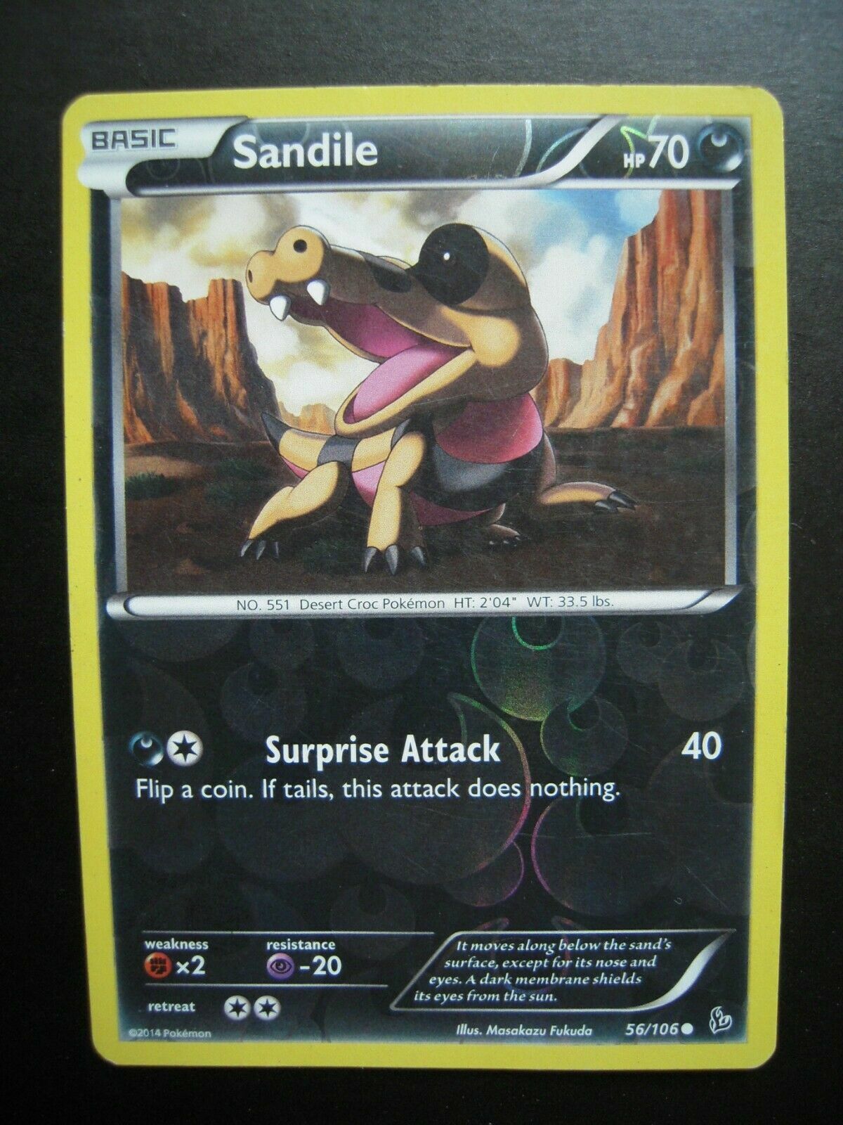 Pokemon - Flashfire - Reverse Holo - SANDILE - 56/106 - NM/M - NEW