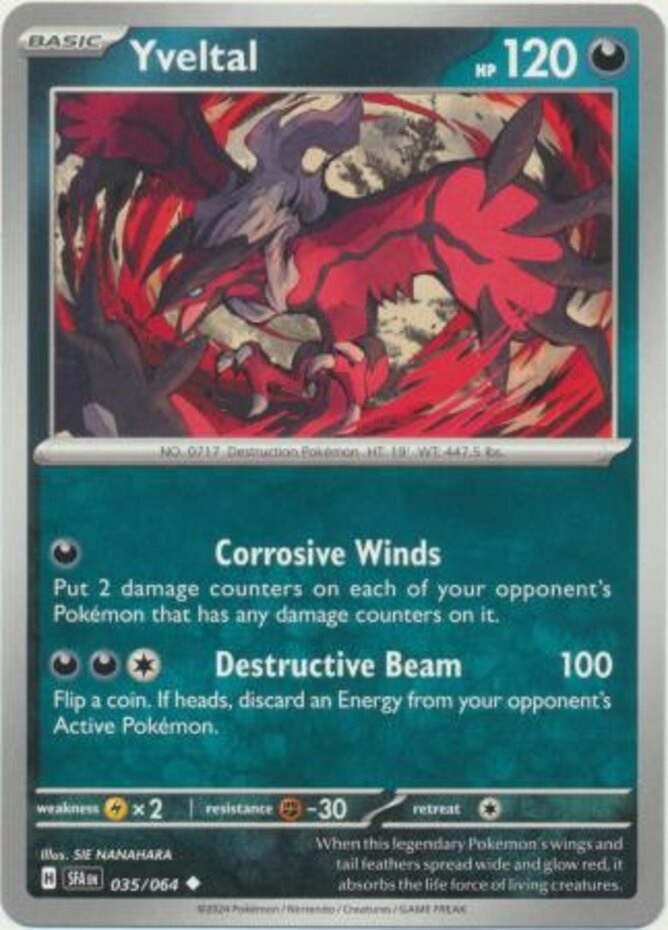 Yveltal - 035/064 - Uncommon (Near Mint) Shrouded Fable - Darkness Pokémon
