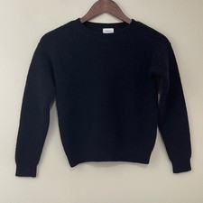 Aritzia Wilfred Free Sweater XS Isabelli Black Merino Wool Waffle Knit Crew Neck