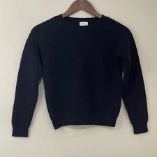 Aritzia Wilfred Free Sweater XS Isabelli Black Merino Wool Waffle Knit Crew Neck