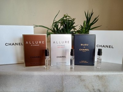 Chanel Allure Homme EDT, Sport & Bleu de Chanel 3Pc Sample Spray .05 fl oz each