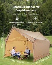 New Camping Hot Tent, 2 Persons Cabin Hot Tent with Stove Jack, Waterproof Win