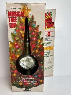 Vintage beleuchtete musikalische Baumspitze - Glocken von Noel spielt elektronisch 8 Weihnachtslieder