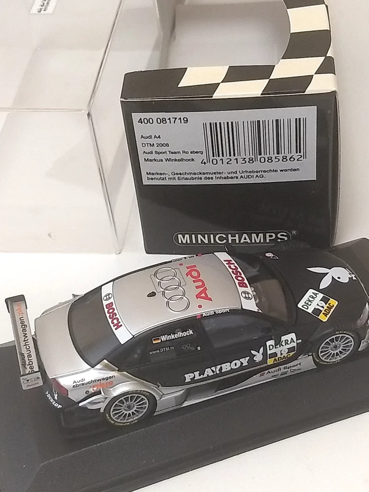 MINICHAMPS 1/43 400081719 AUDI A4 DTM 2008 #19 M. WINKELHOCK "PLAYBOY" 1104 pcs - Immagine 3 di 4