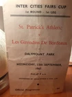 ST.PATRICKS ATHLETIC V LES GIRONDINS DE BORDEAUX.ICFC 13.9.1967.