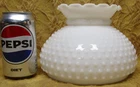 vintage white milk glass table top hobnail lamp shade-7" fitter w/ruffled top