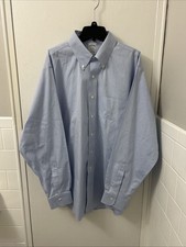 Brooks Brothers Original Polo Shirt Mens 17 Blue Slim Fit Button Up Non Iron L/S