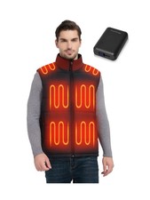 Men's Heated Vest with 18400mah Battery Pack, 10 Heating Zones, Dua... Fast Ship