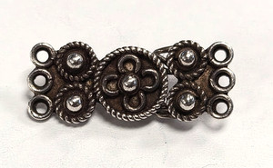 Vintage 925 Sterling Silver 2pc Hook & Eye 3 Strand Clasp Jewelry Making DIY